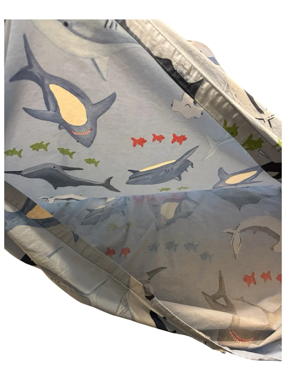 Pottery Barn Kids Shark Bite Duvet Cover Queen Full Light Blue Ocean School Fish